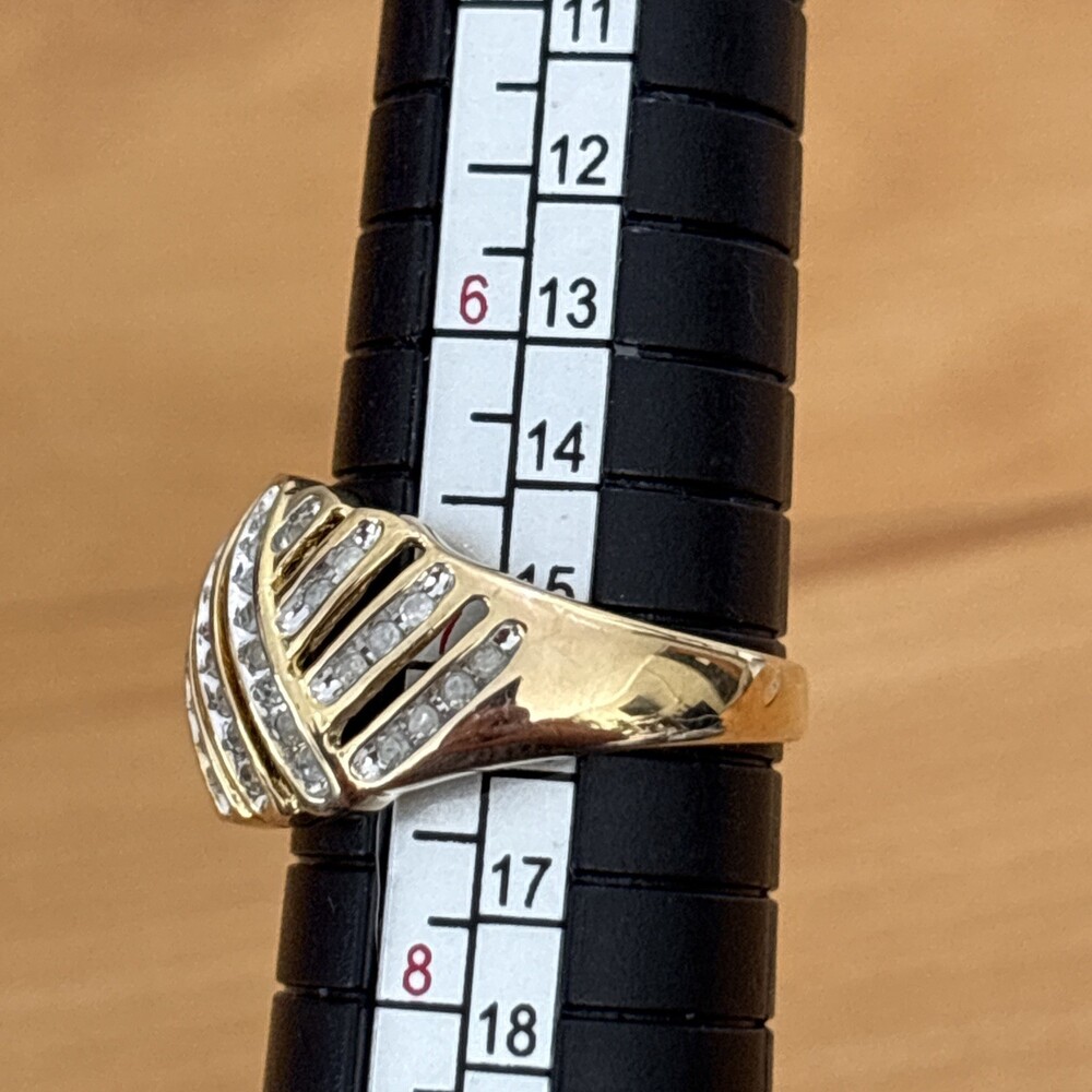 1/2 tcw Gold over Sterling Silver Genuine Diamond Dome Ring Channel Set Size 7 - Picture 3 of 13